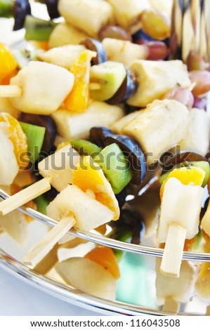 Assorted fruit on skewer