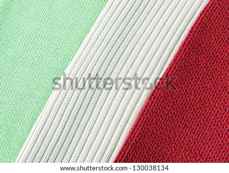 Knitted cloth of three colors like Italian flag