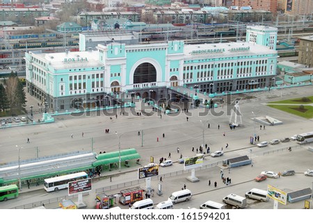 NOVOSIBIRSK, RUSSIA - NOVEMBER 3, 2013. Railway station in Novosibirsk city, biggest city in Western Siberia, Russia