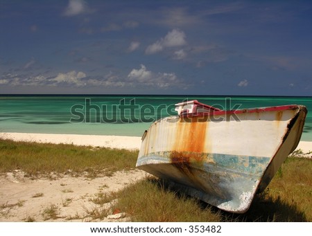 An old fishing boat on a caribbean 