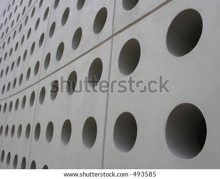 Holes in a wall of a modern building