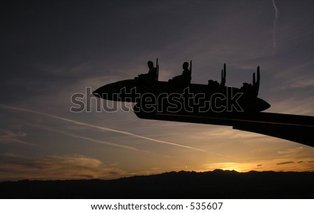 Skyshot roller coaster in Las Vegas at sunset