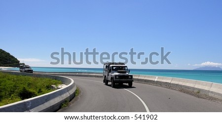 A coastal road at the caribbean island Antigua...