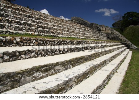 Stairs of a vintage maya temple in Central America