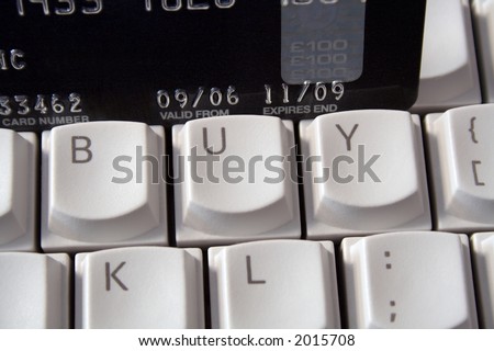 Keyboard with the word buy spelt on keys plus Credit Card