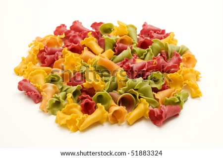 Mixed weird shaped pasta on a white background