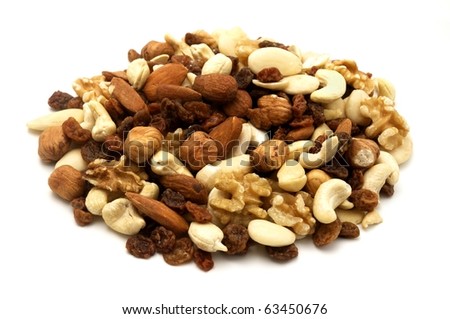 Trail mix on a white background