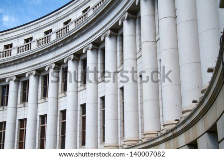 The stone column elements on classical architecture of a PUBLIC building
