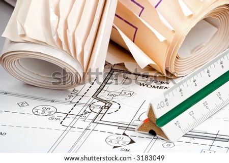 Design drawings for the construction of a planned building