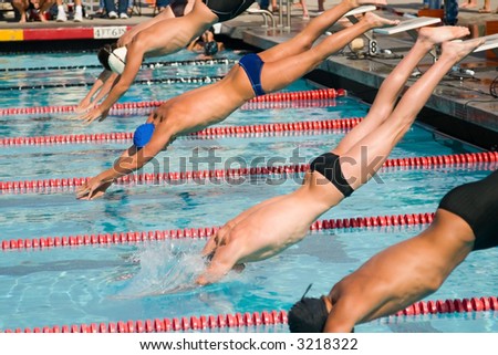 The swimmers compete hard in the high school league championships