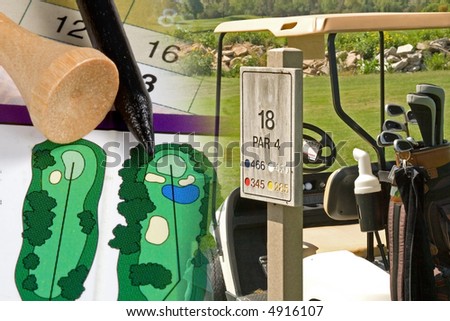 Golf scenes and golf course images blended for a ready-to-use graphic
