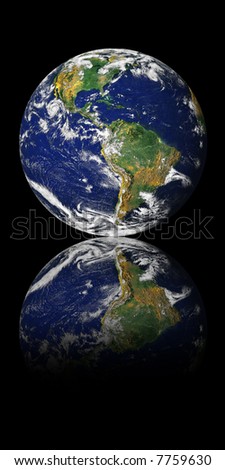 Globe (NASA - Visible Earth) reflected into Space