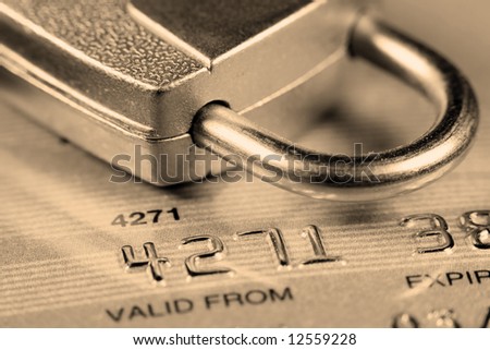 Close up of a credit or debit card for security background