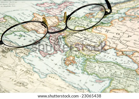 map of europe and asia. stock photo : Vintage (1907 copyrighted expired) map of Europe and Asia