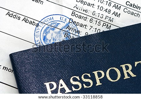 Airline boarding pass with public seal of Homeland Security