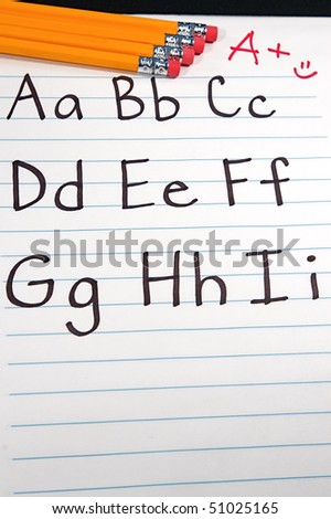Written letter of the alphabet for students