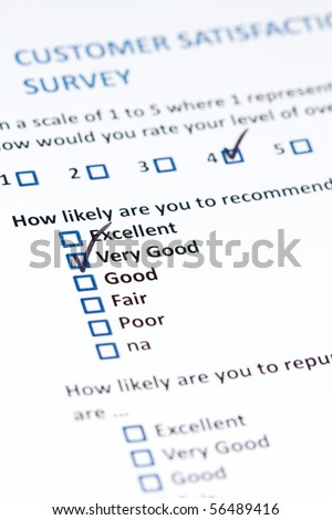 A survey questionnaire for customer satisfaction with checkboxes