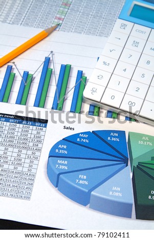A business strategy using color charts and a calculator