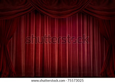 Red velvet curtain in a retro style