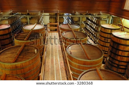 Interior of a winery in Sonoma, California.
