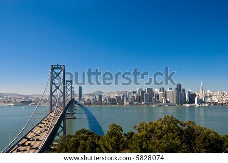 A shot of San Francisco skyline, taken from the Treasure Island.