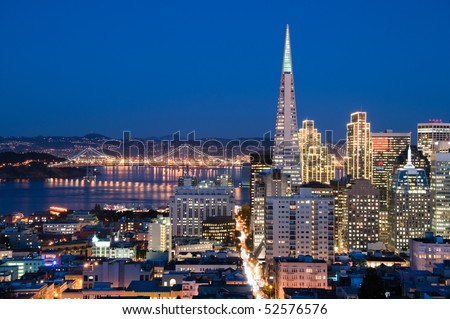 Financial district, San Francisco at dusk