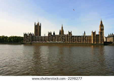 The Houses of Parliament at the River Themes in London, UK