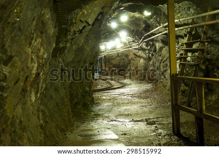 under ground mining tunnel in a copper mine