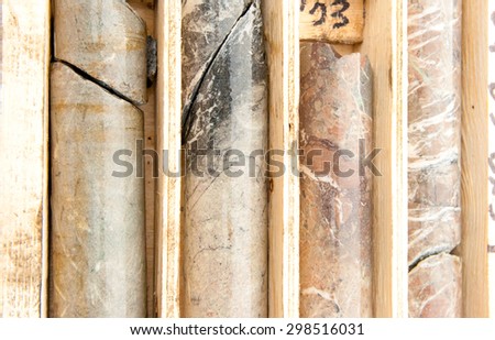 mining core samples from test drilling rigs