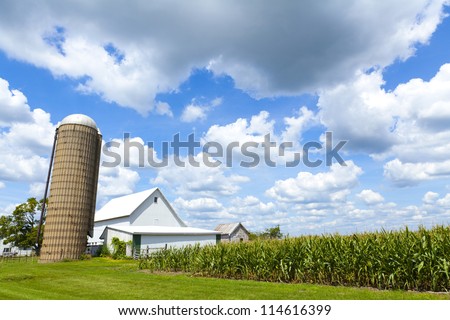 American Farm With Cloudy Sky