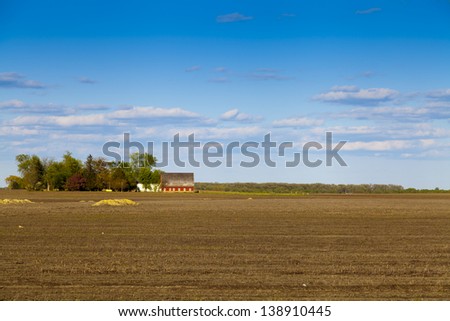 Traditional American Farm With Blue Sky