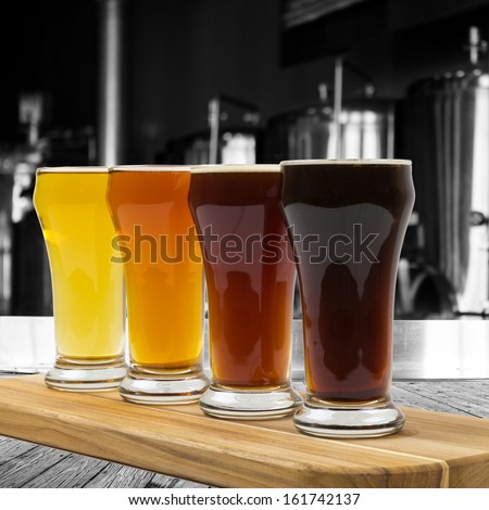 Beer Flight In The Brewery