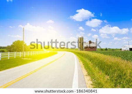 American Country Road Side View