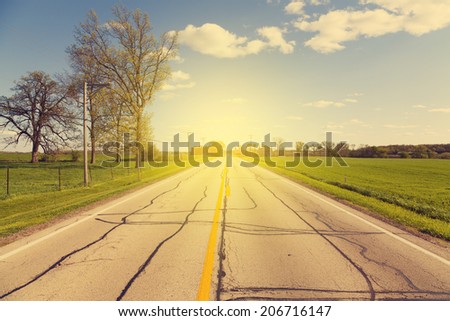 Country Road With Sun Light Effect