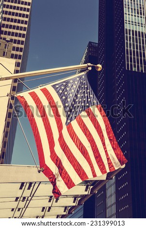 American Flag in the city