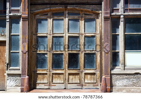 Historic Old and Destroyed wooden garage door