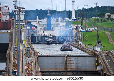 PANAMA - OCTOBER 6. Contracts have been awarded to build six new locks on the Panama Canal. Construction work is proceeding apace. October 6, 2010, Panama