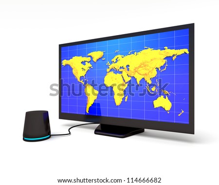 Abstract Widescreen lcd display with world map