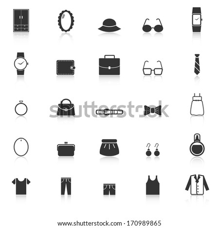 Dressing icons with reflect on white background stock vector Dressing icons with reflect on white background stock vector