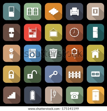 House related flat icons with long shadow stock vector House related flat icons with long shadow stock vector