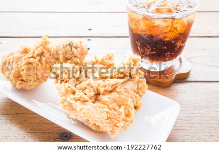 Set of fried chicken with cola drink, stock photo