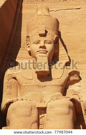 Egypt, the temple of Abu Simbel, sitting figure of Ramesses.