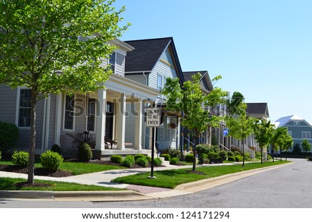 Suburban Neighborhood of New England Style American Dream Homes