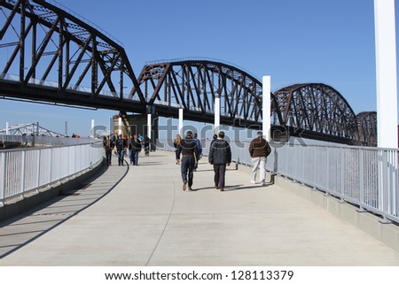 LOUISVILLE, KY - FEBRUARY 7: The Big Four Pedestrian Bridge opened to the public on February 7, 2013 in Louisville, Kentucky. The bridge was originally built for rail traffic in 1929.