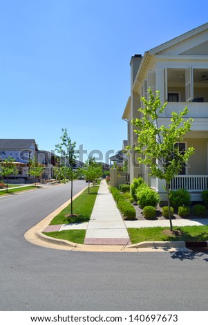 Sidewalk in a New Suburban Neighborhood Development