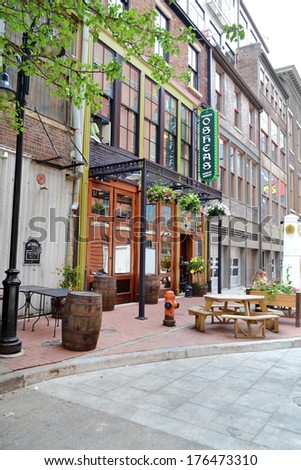 LOUISVILLE, KY - MAY 1: Patrick O\'Shea\'s Restaurant & Pub on May 1, 2013 in downtown Louisville, Kentucky. O\'Shea\'s is located in the city\'s historic \