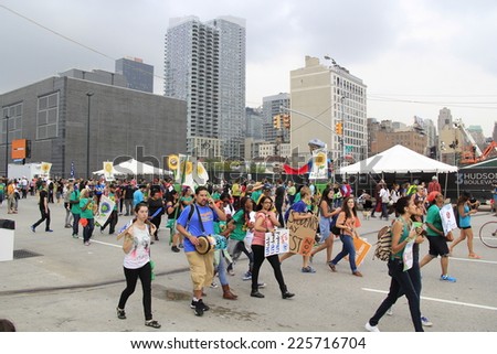 NEW YORK CITY - SEPTEMBER 21: The Peoples Climate March (PCM) in New York City, New York on September 21, 2014. With 311,000 participants, this is the largest climate change march in history to date.