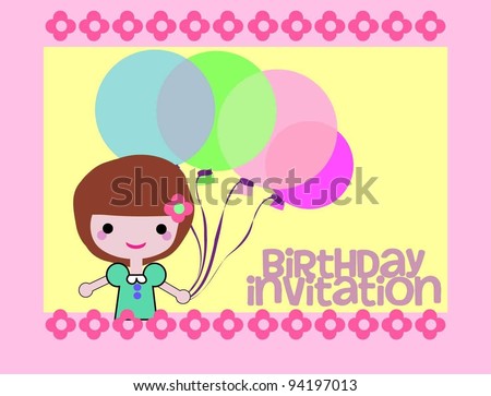 ... birthday invitation card design with little girl ba