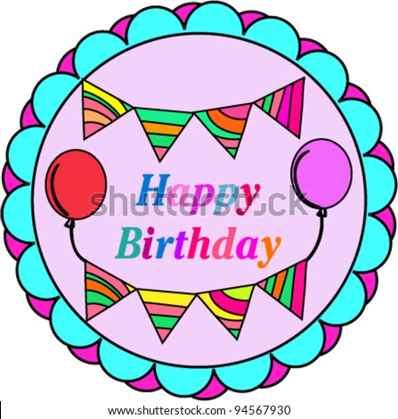 ... vector : cute happy birthday part invitation label 