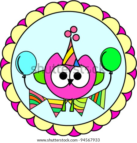 ... vector : cute happy birthday part invitation label 
